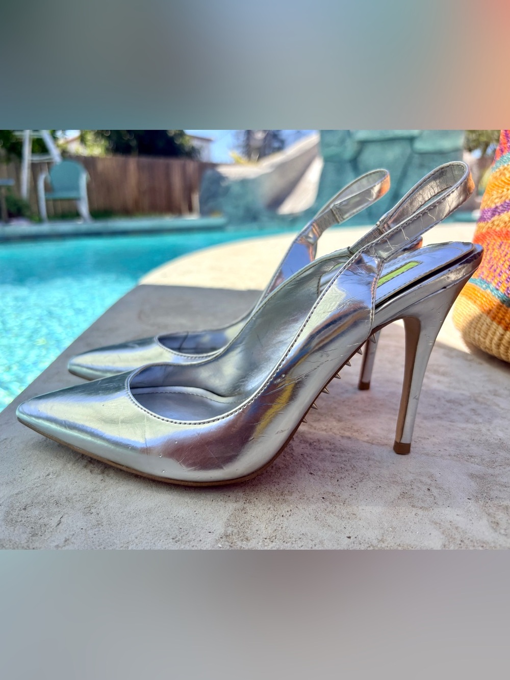BCBGeneration silver studded stilettos